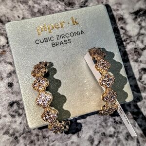 Piper K Cubic Zirconia Hoop Earrings - Golden Accents